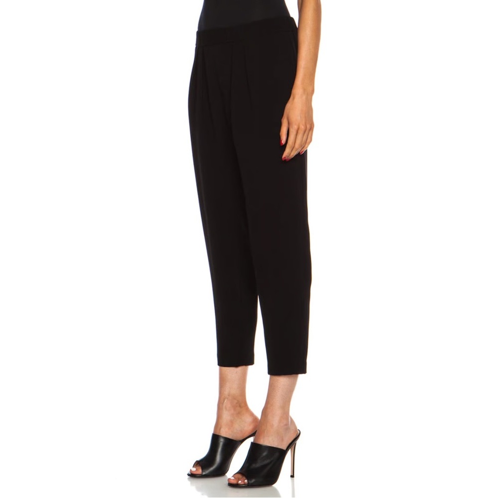 Nili Lotan Slouchy Crepe Dress Pants‎ Pull On Trouser Tapered Black $375 Size XS